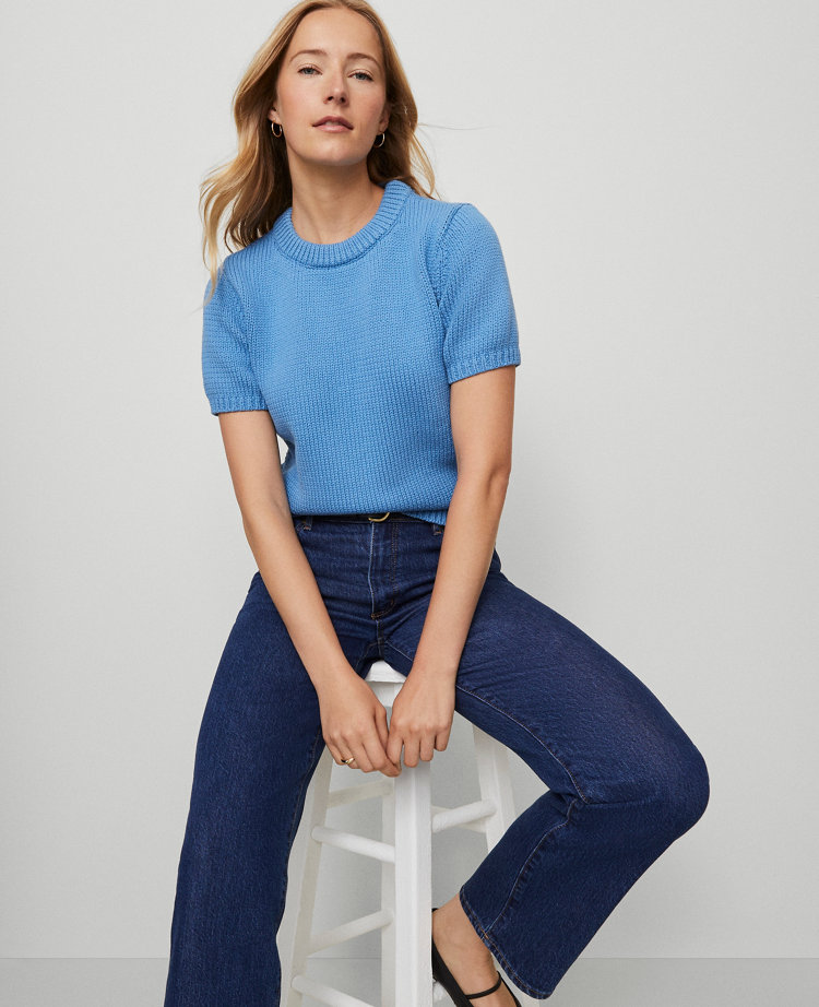 Ann Taylor Weekend Collection Chunky Wedge Sweater Tee In Blue