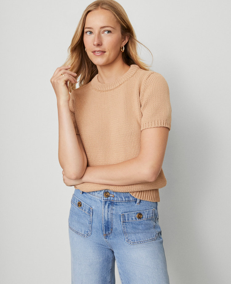 Ann Taylor Weekend Collection Chunky Wedge Sweater Tee In Brown