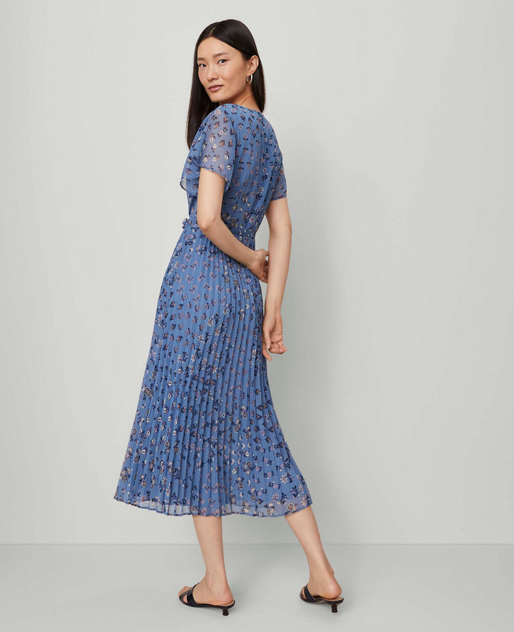 Floral Pleated Midi Dress