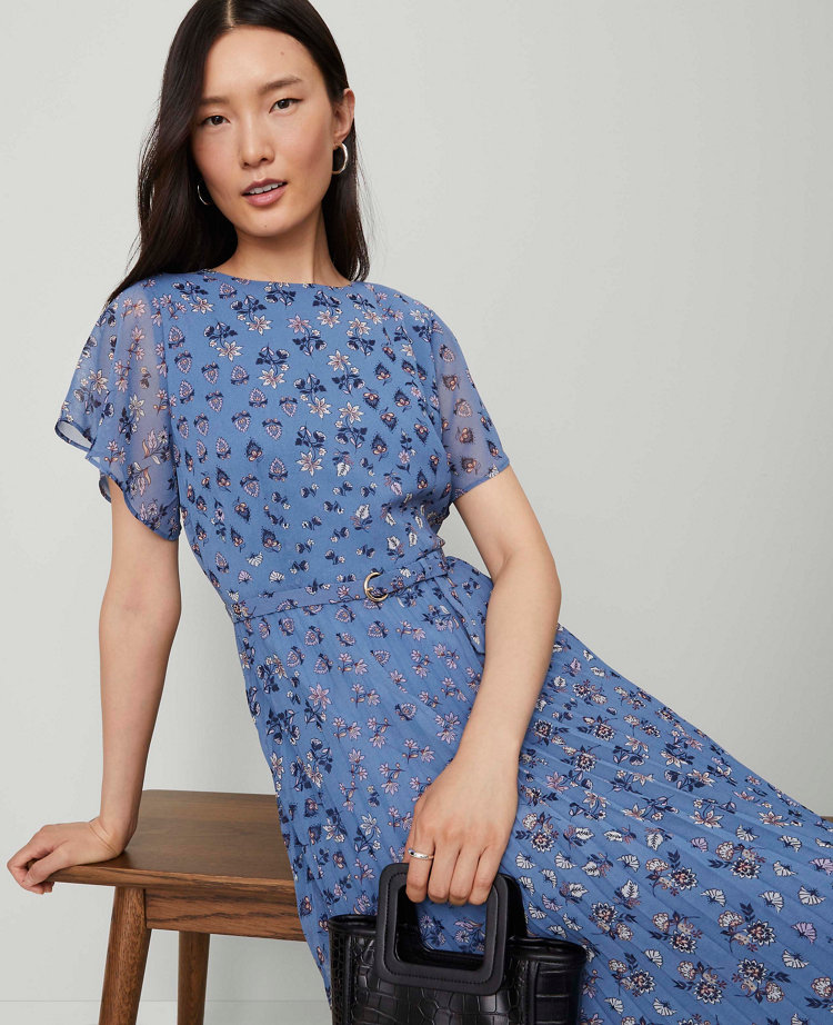 Floral Pleated Midi Dress