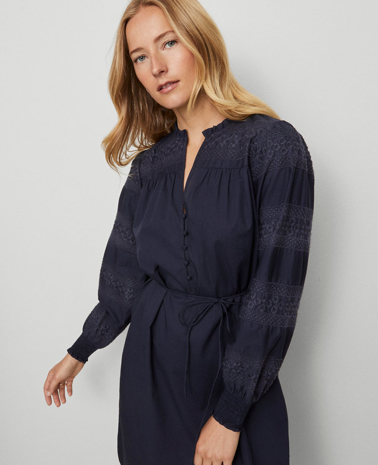 Weekend Collection Ruffle Collar Belted Shift Dress