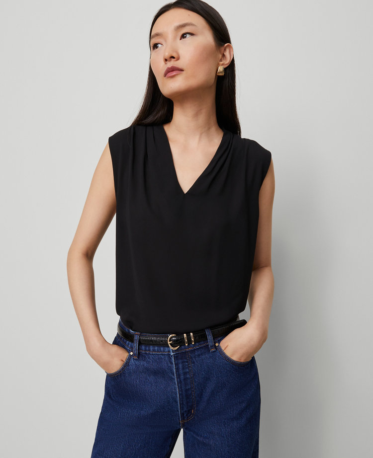 Mixed Media V-Neck Top