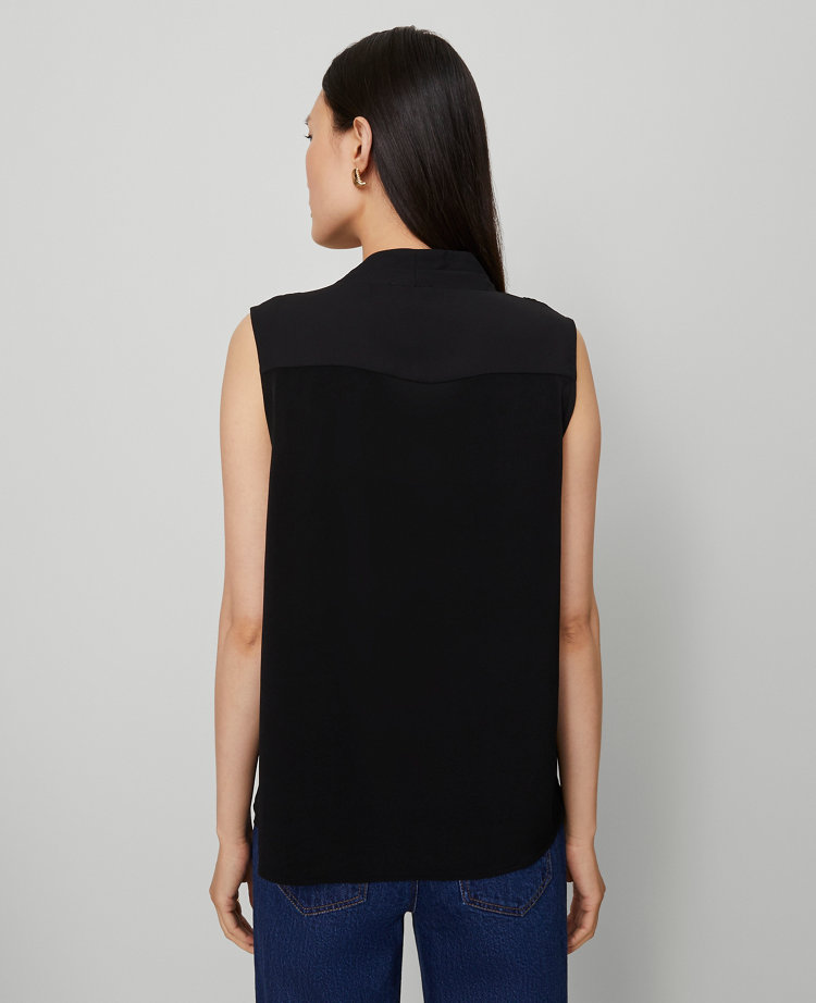 Mixed Media V-Neck Top
