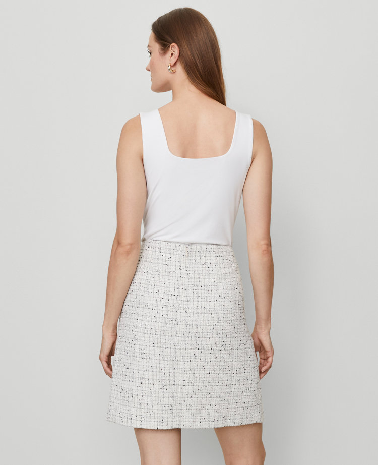 Tweed Button Wrap Skirt