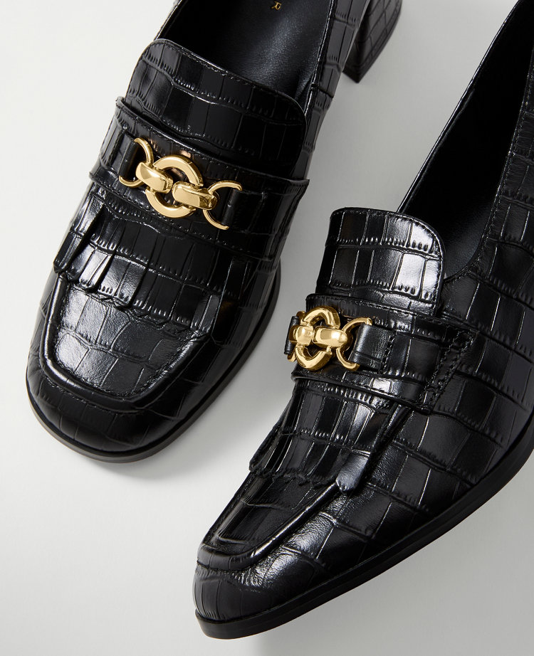 Croco Kiltie Loafer Pump