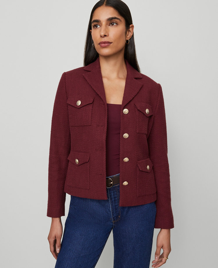 The Petite Military Blazer Jacket in Tweed
