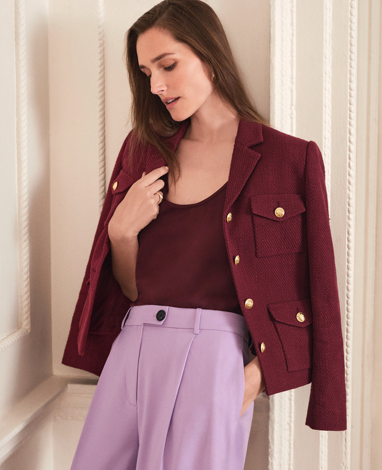 The Petite Military Blazer Jacket in Tweed