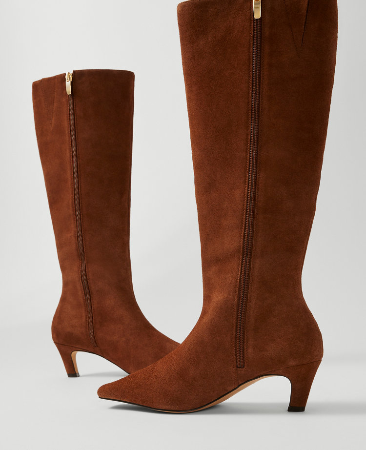 Skinny Heel Suede Tall Boot