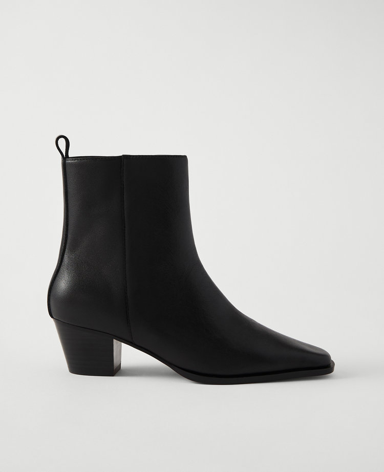 Tapered Heel Leather Bootie