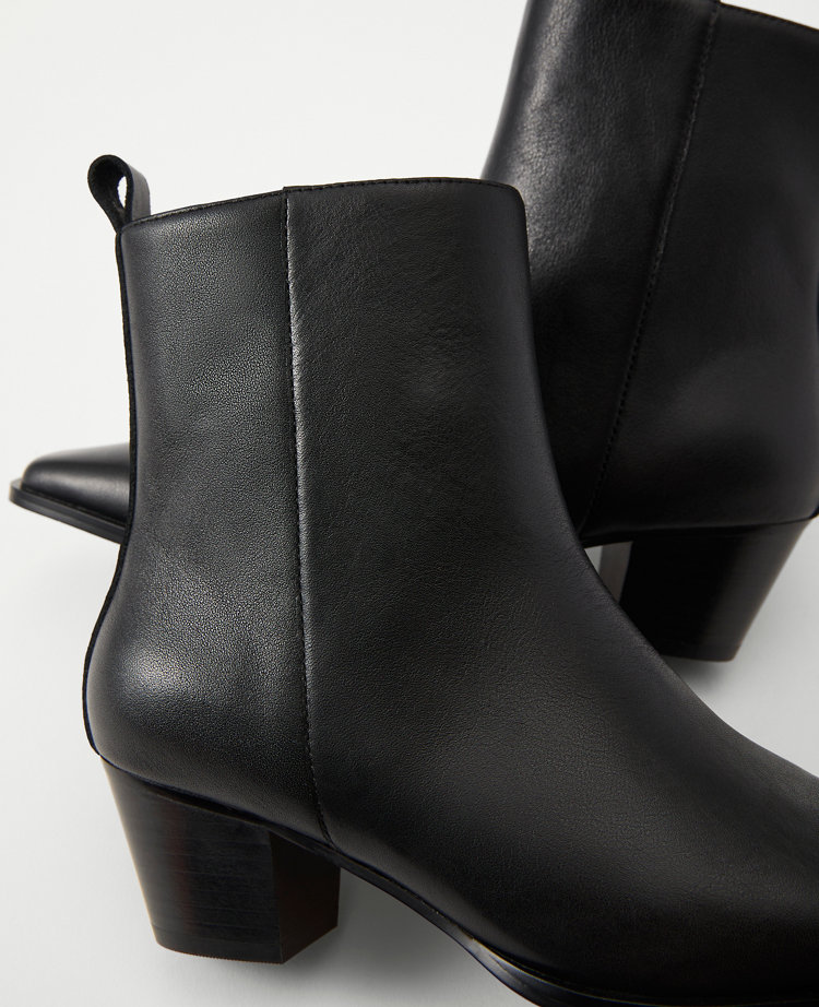 Tapered Heel Leather Bootie
