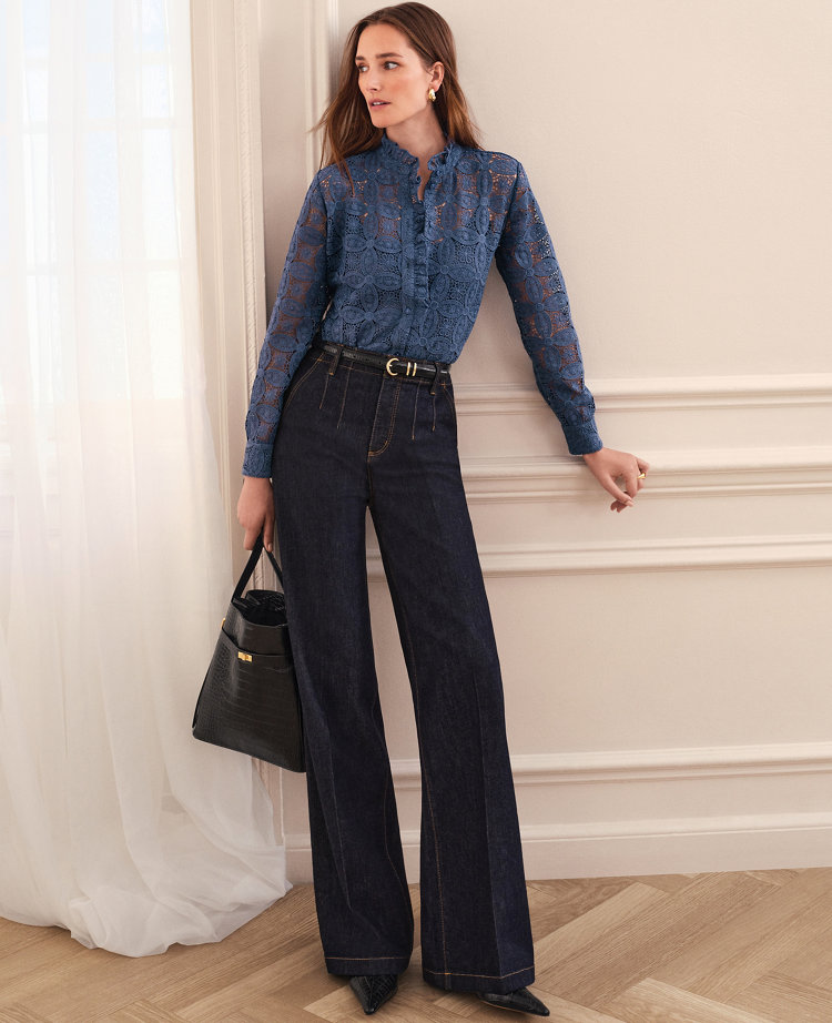 The Petite Darted Waist Denim Trouser