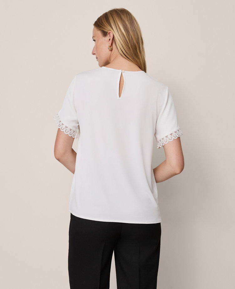 Lace Trim Mixed Media Top