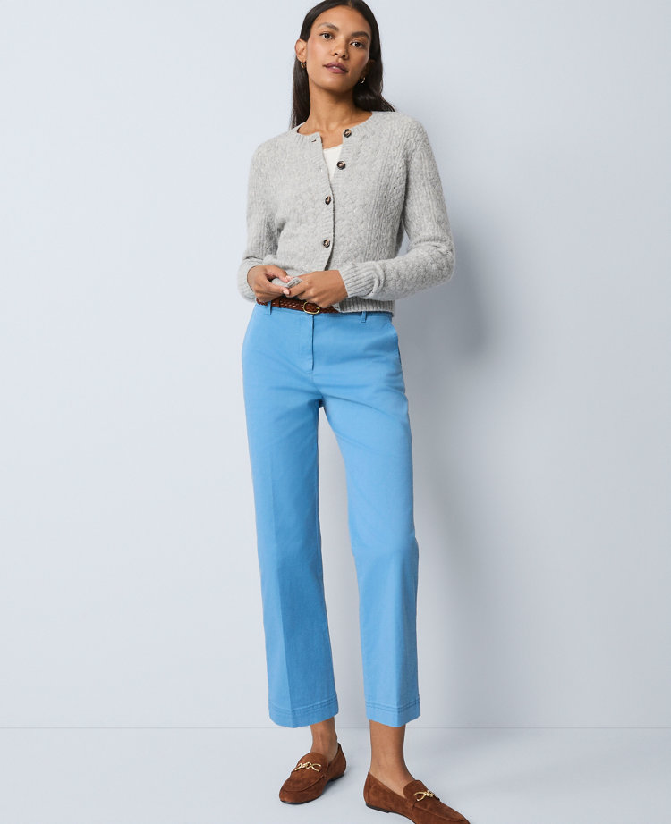 Ann Taylor Petite Weekend Collection Belted Ankle Pant In Blue