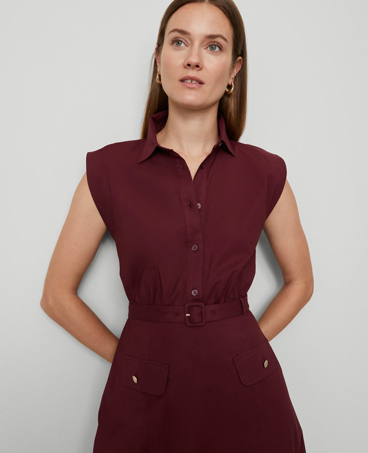Petite Belted Flare Midi Shirtdress