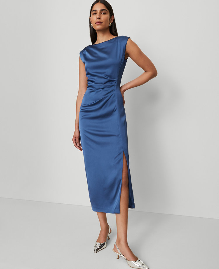 Asymmetric Satin Sheath Dress