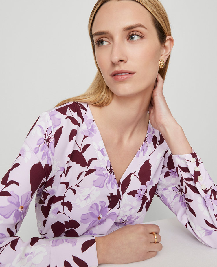 Floral Mixed Media Pleat Front Top