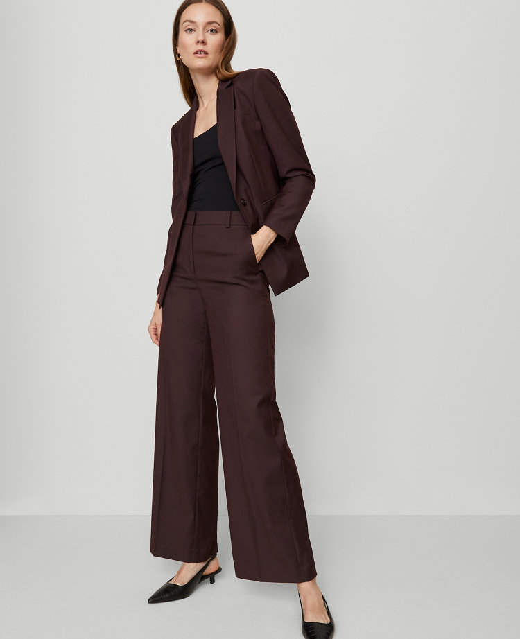 Ann Taylor The Petite Wide-leg Pant In Burgundy
