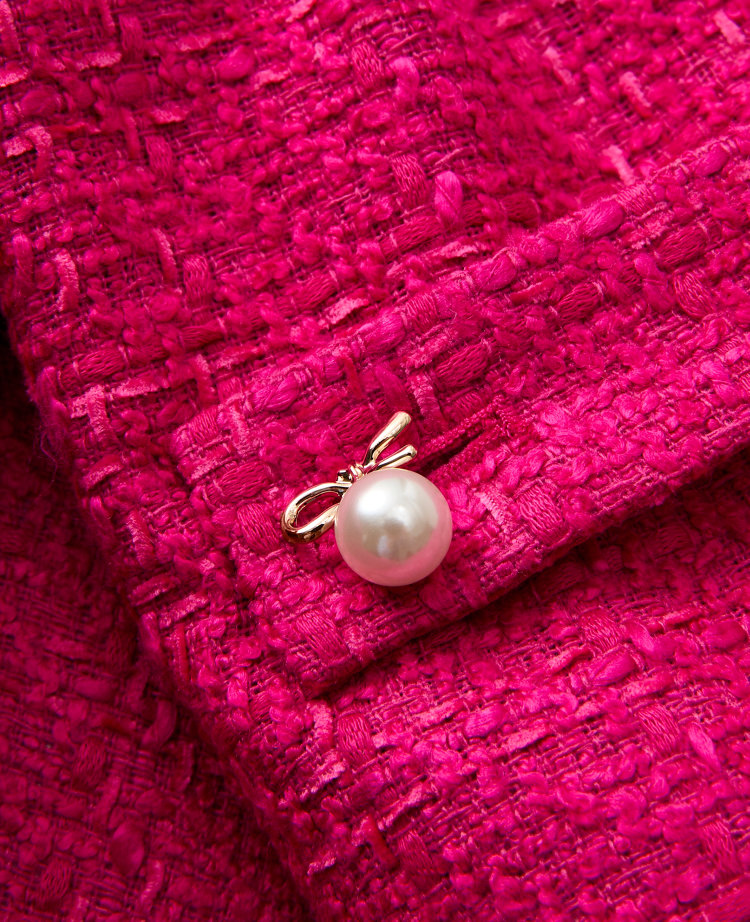 Ann Taylor Tweed Cropped Jacket Electric Pink Women's