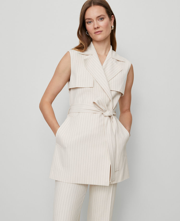 Pinstriped Trench Vest