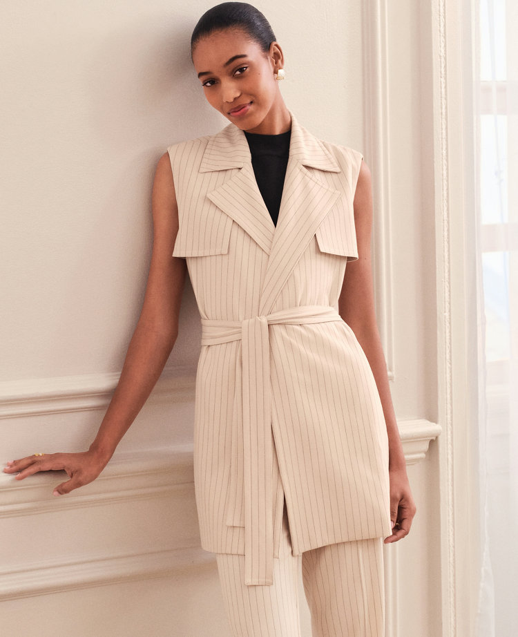 Pinstriped Trench Vest