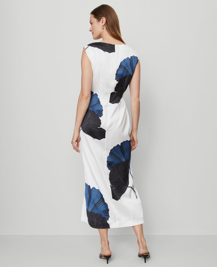 Petite Asymmetric Satin Sheath Dress