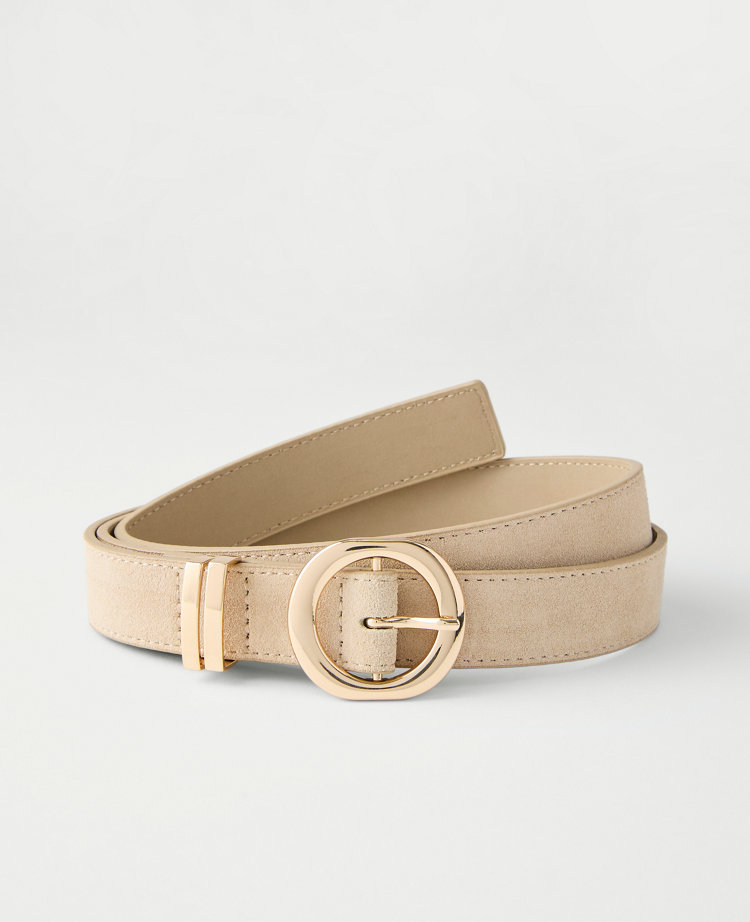 Ann Taylor Suede Round Buckle Belt In Brown