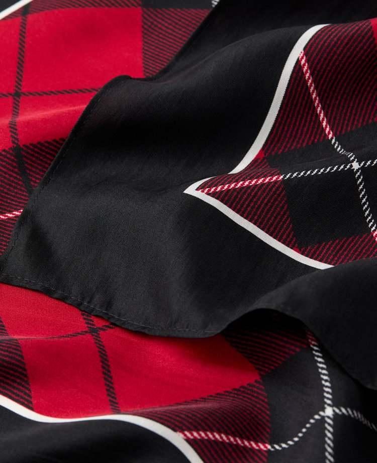 Ann Taylor Weekend Collection Plaid Little Silk Scarf Jewel Red Women's