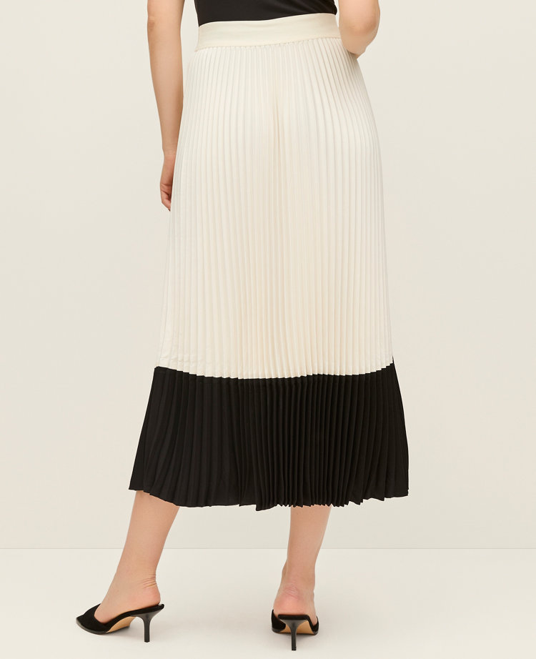 Colorblock Pleated Midi Skirt