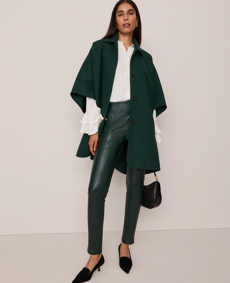 The Petite Seamed Button Legging in Faux Leather