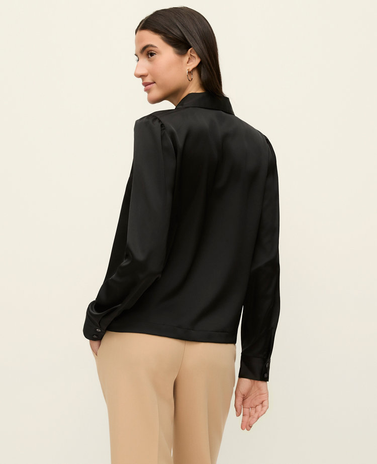 Satin Notched Collar Blouse
