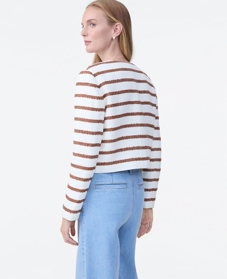 The Crew Neck Jacket in Striped Tweed