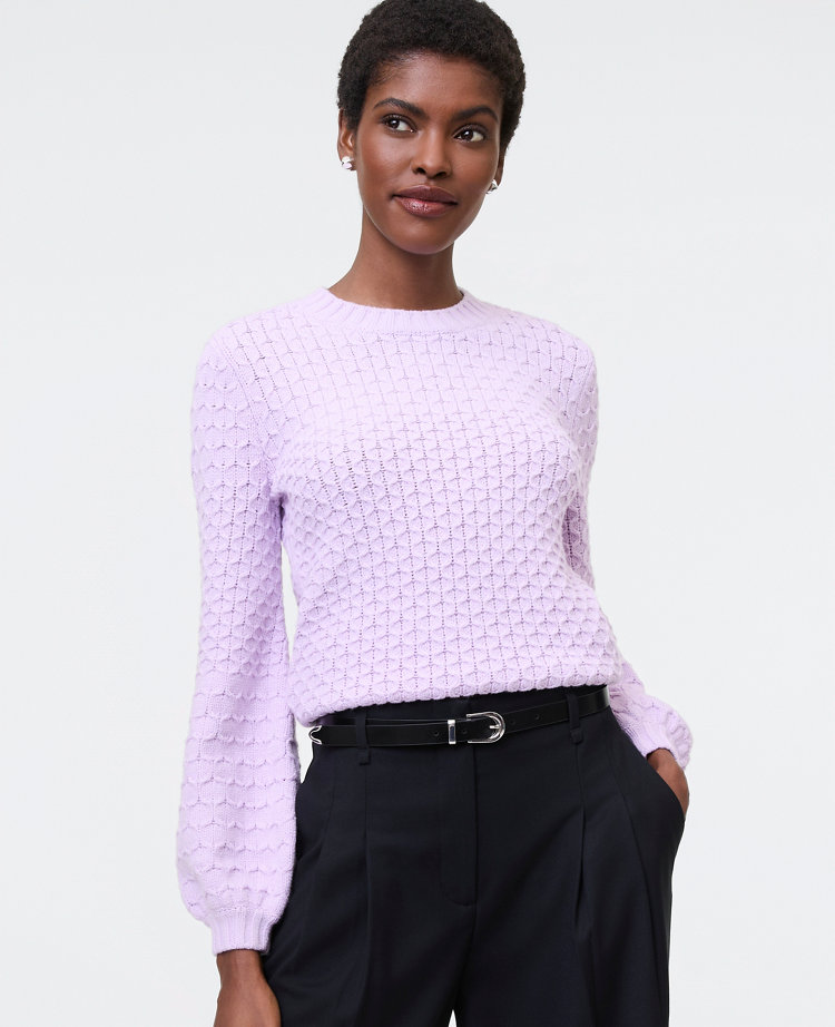 Honeycomb Cable Crew Neck Sweater