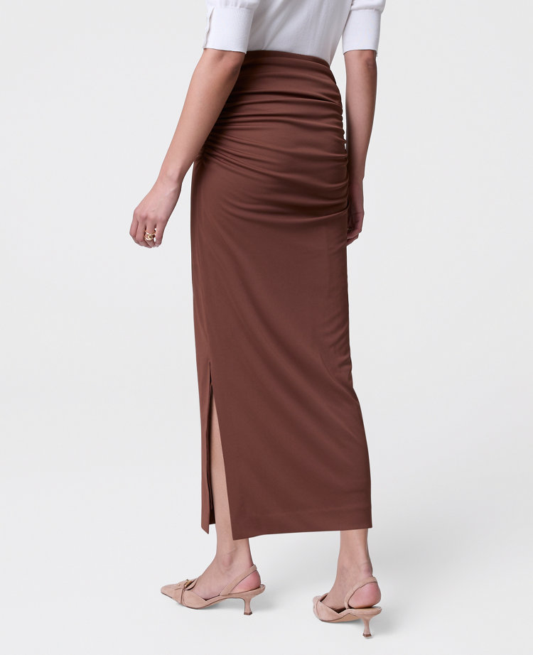 Ann Taylor Ruched Knit Column Skirt French Press Women's