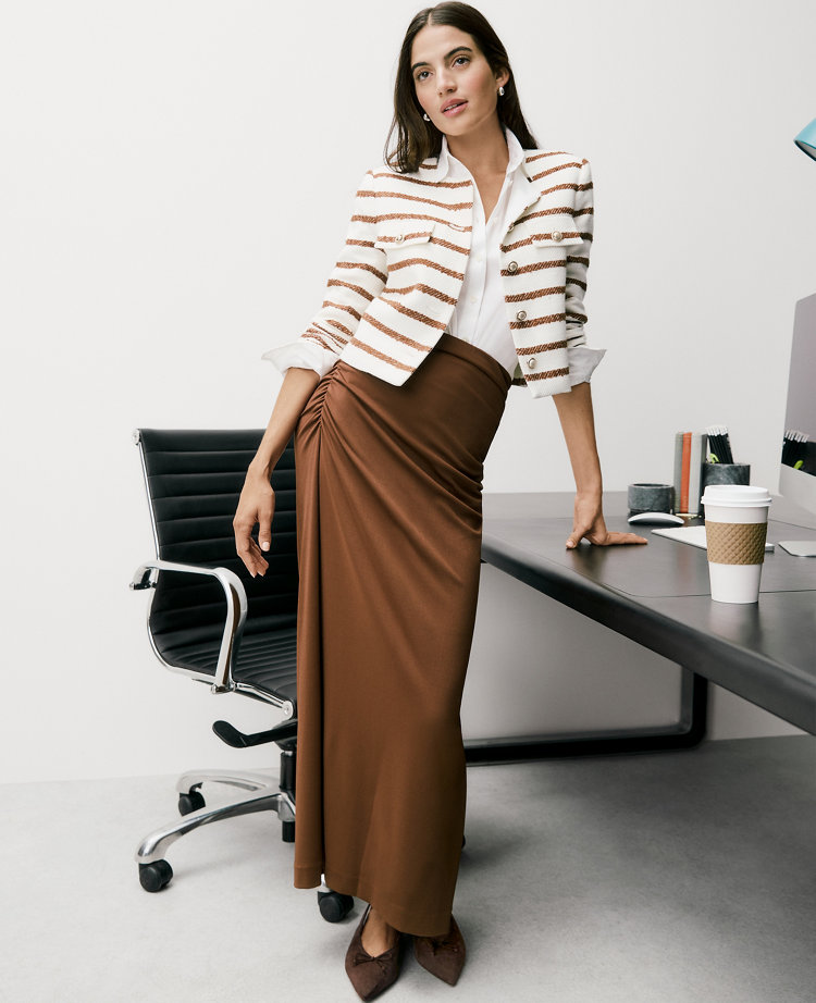 Ruched Knit Column Skirt