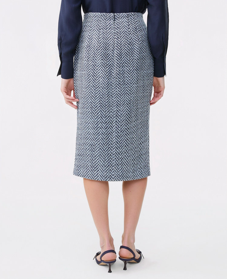 Tweed Button Front Pencil Skirt