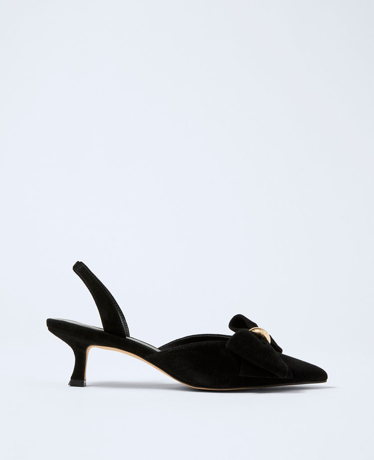 Suede Bow Slingback Pump