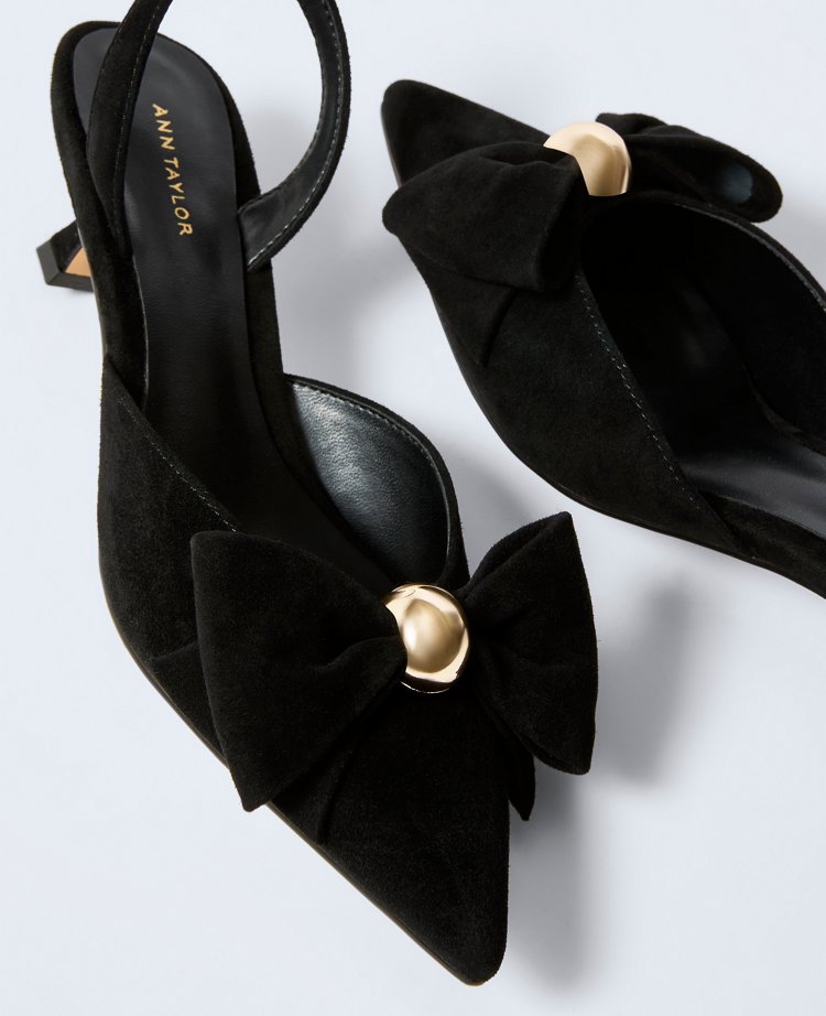 Suede Bow Slingback Pump