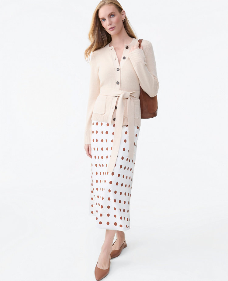 Dotted Satin Bias Slip Skirt