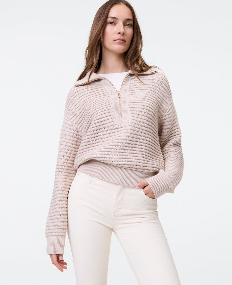 Weekend Collection Textured Stitch Half-Zip Sweater