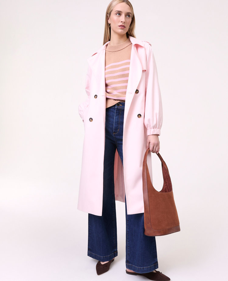 Ann Taylor Weekend Collection Hooded Trench Coat In Pink