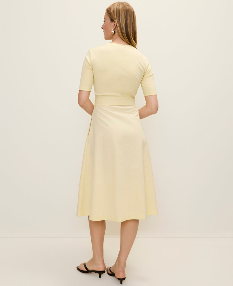 Mixed Media Flare Midi Dress