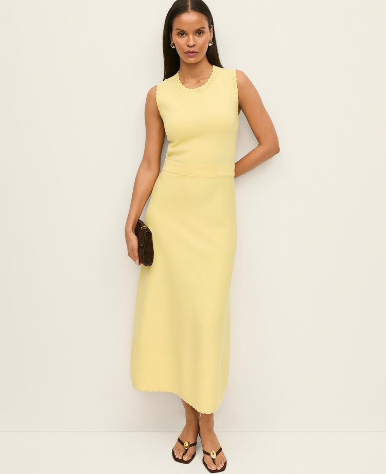 Scalloped Midi Sweater Dress