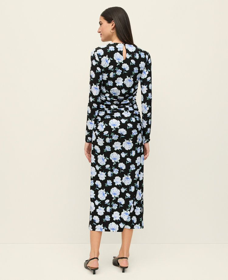 Floral Ruched Midi Dress