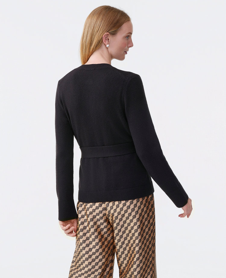 Belted Crew Neck Cardigan