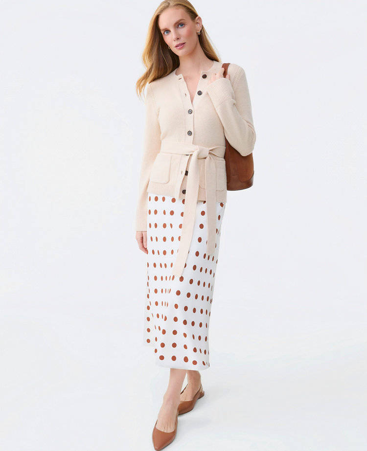 Belted Crew Neck Cardigan