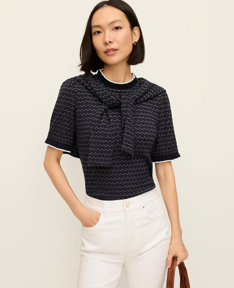 Scalloped Ruffle Trim Top
