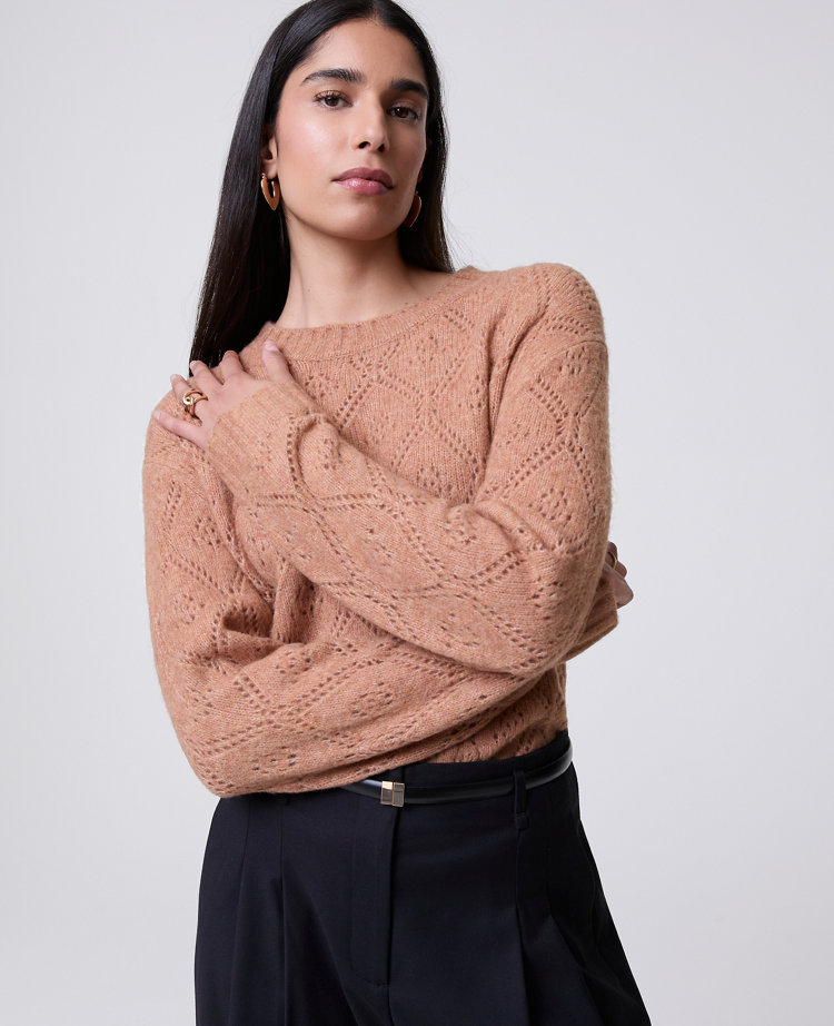 Pointelle Crew Neck Sweater