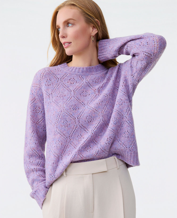 Pointelle Crew Neck Sweater