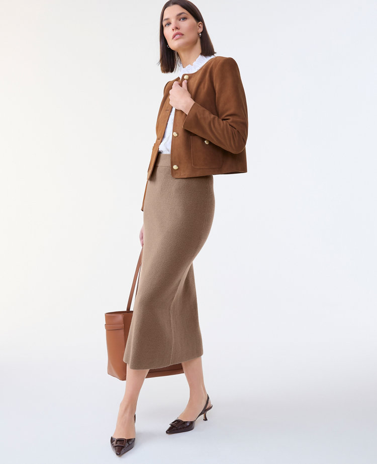 The Crew Neck Jacket in Suede