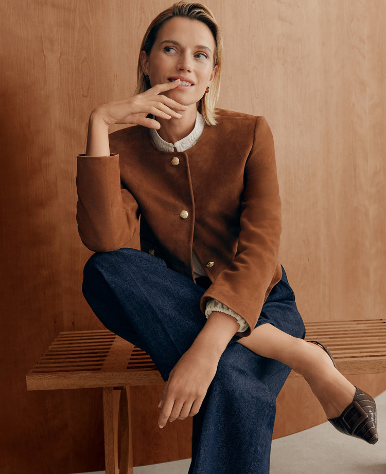 The Crew Neck Jacket in Suede